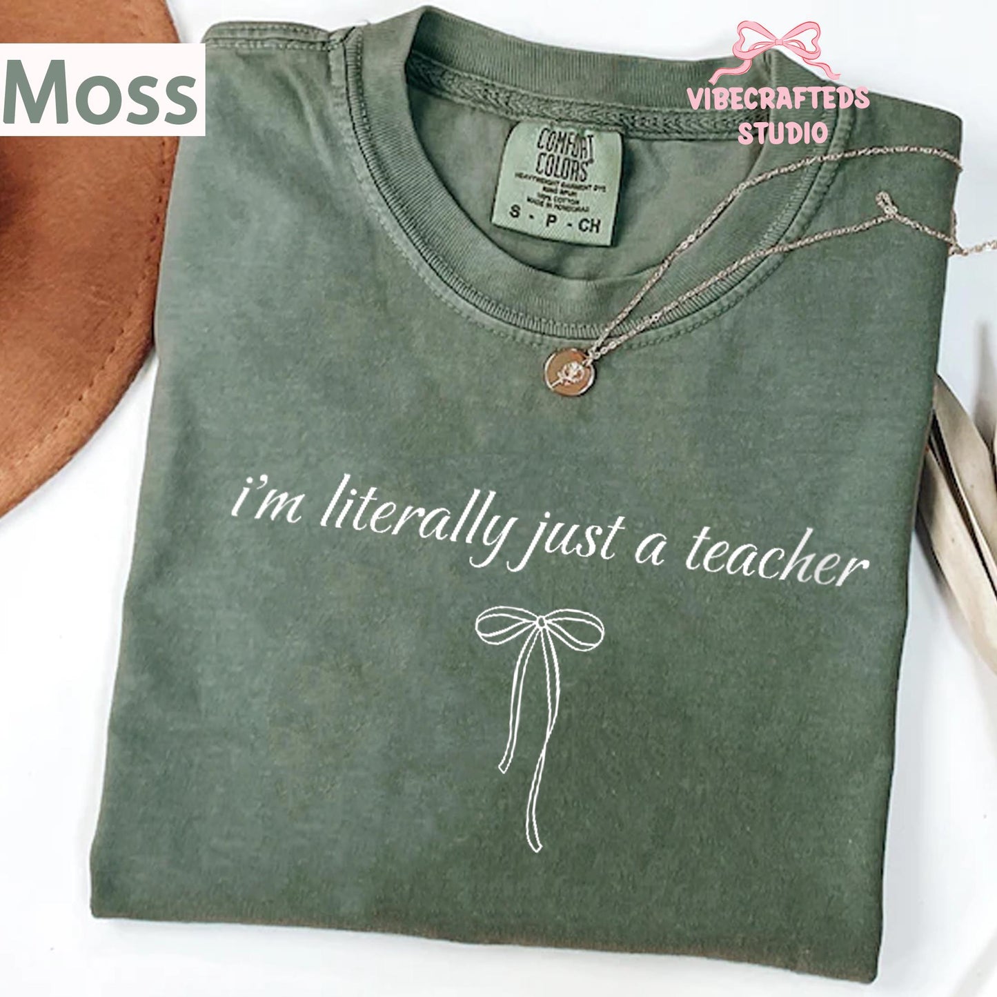 Literally Teacher Comfort Colors Coquette Teacher Bow Minimal Teacher Tee Teacher Tee Teacher Life - T-Shirt, Sweatshirt, Hoodie