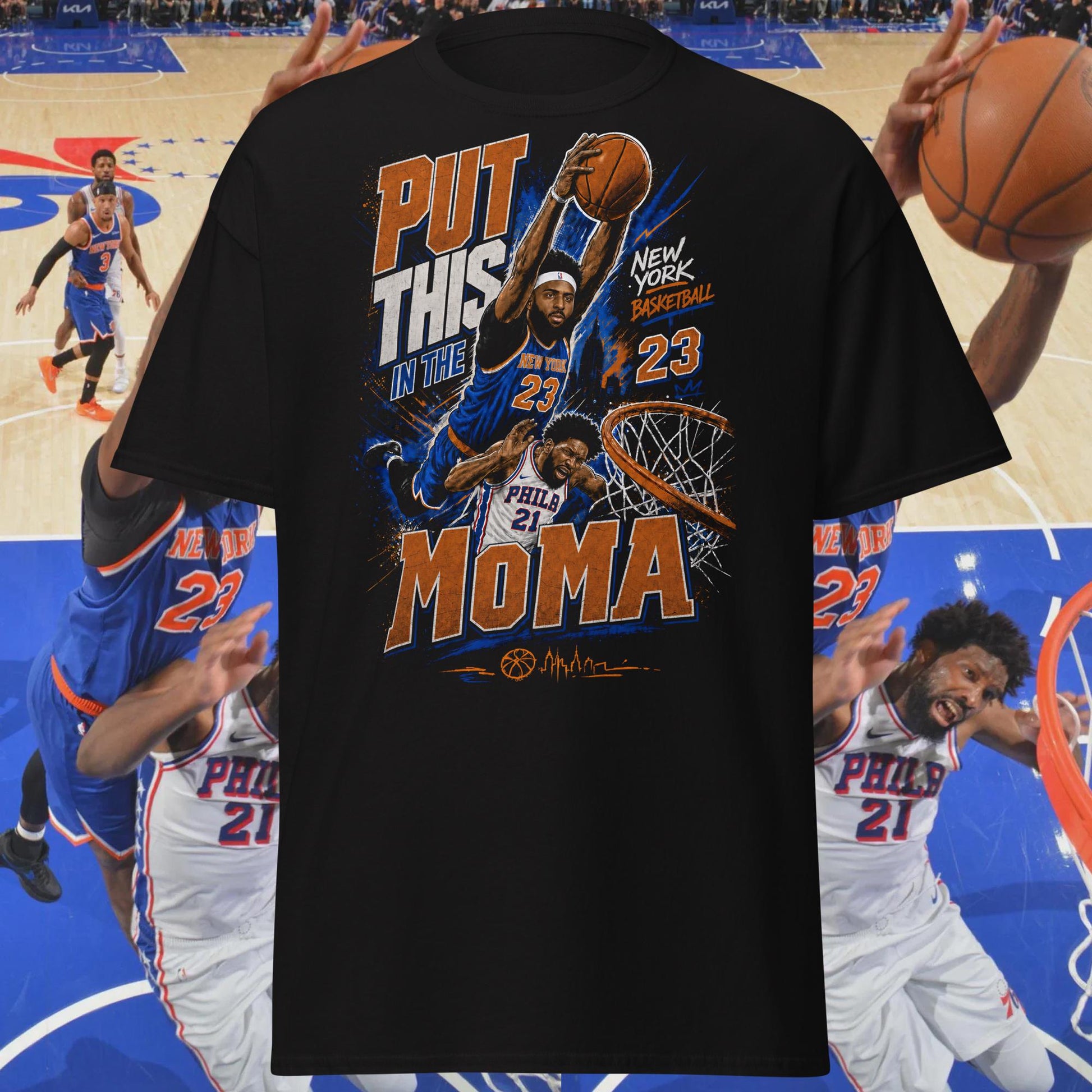 York Basketball Dunk Gothic Streetwear Orange Blue Hoops Fan Vintage Poster Basketball - T-Shirt, Sweatshirt, Hoodie