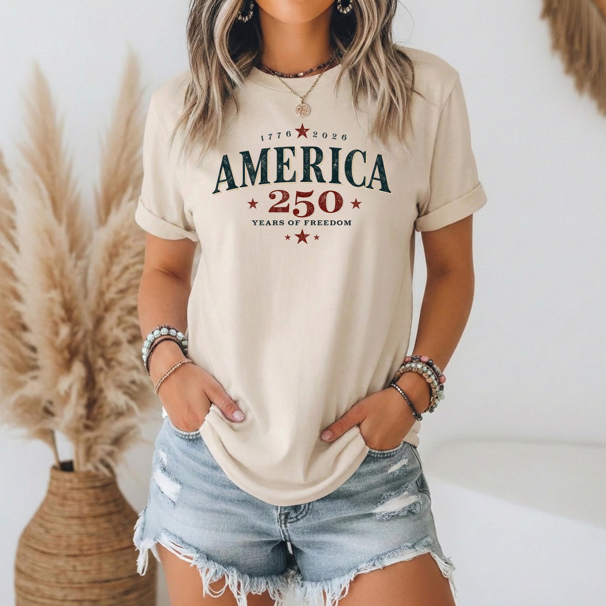 250 Years Freedom Bella Canvas Retro American Flag Usa Flag 4th July Proud Patriotic American - T-Shirt, Sweatshirt, Hoodie