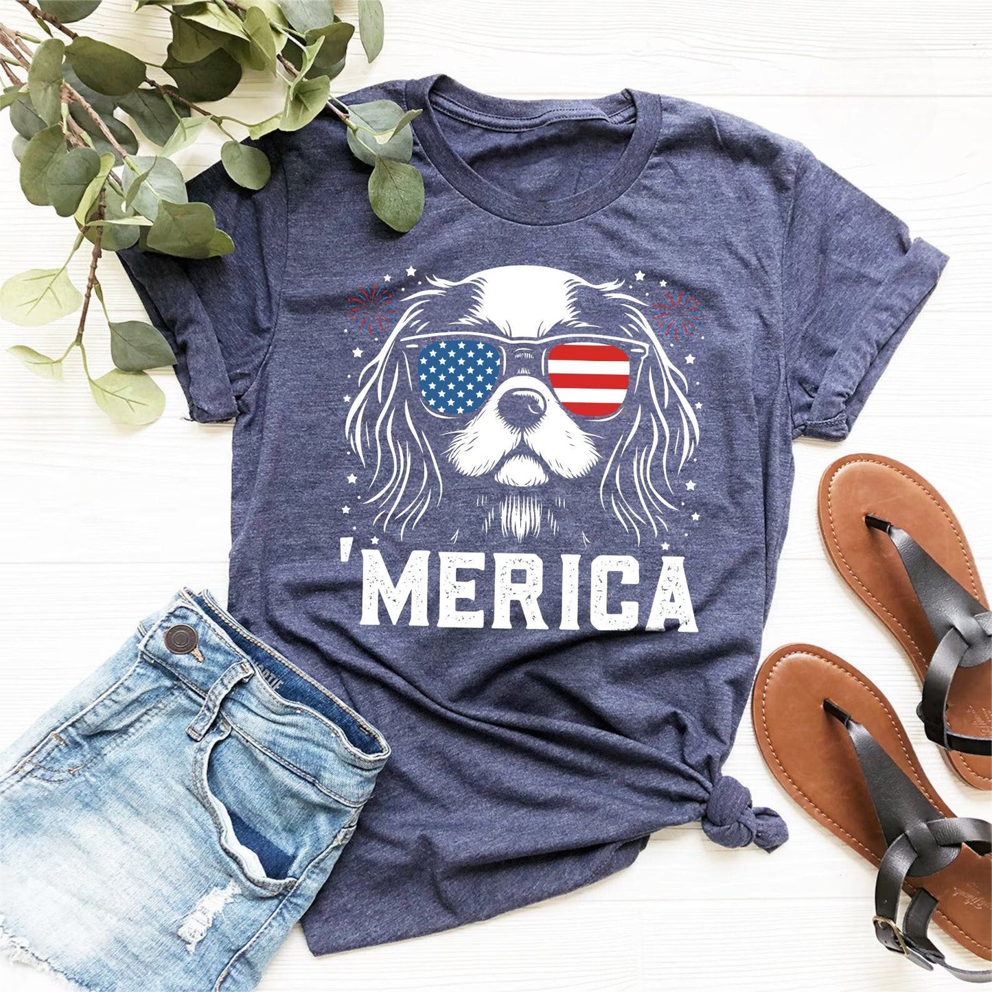 Cavalier King Charles Merica 4th July Cavalier Tee Patriotic Cavalier Usa Dog Lover Cavalier Mom - T-Shirt, Sweatshirt, Hoodie
