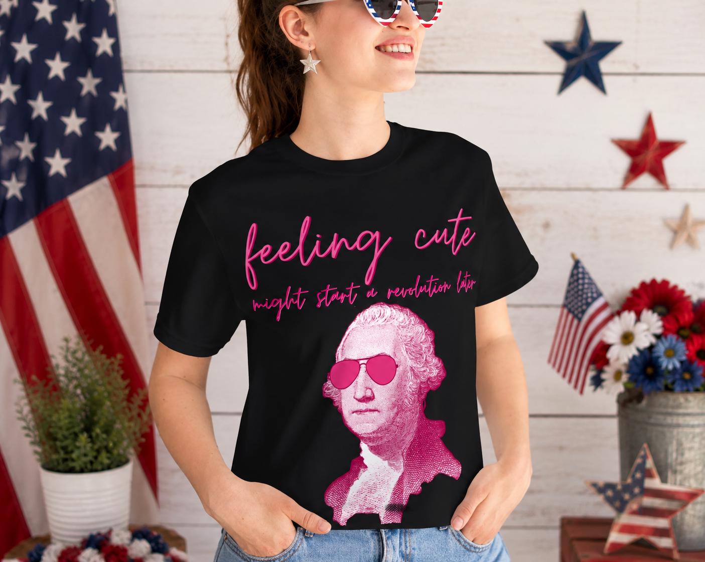 Washington Portrait Tee Pink Sunglasses Revolution Humor - T-Shirt, Sweatshirt, Hoodie