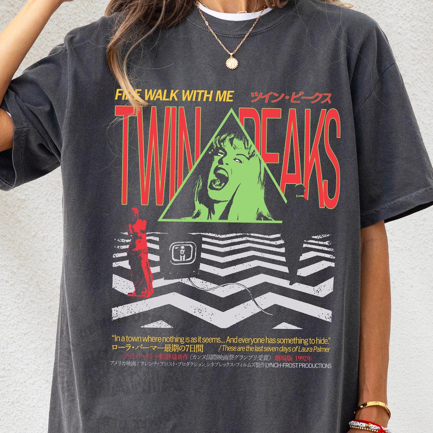 90'S Tv Show Japanese Movie Poster Lynch Tee Laura Palmer Comfort Colors - T-Shirt, Sweatshirt, Hoodie