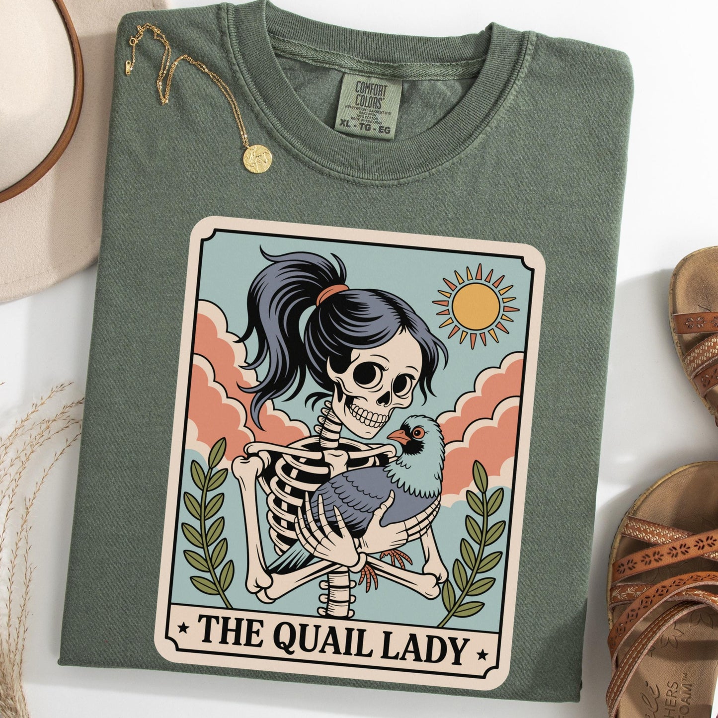 Quail Lady Skeleton Holding Quail Tee Bird Mom Quail Lover Halloween Bird Spooky Quail Owner Tee - T-Shirt, Sweatshirt, Hoodie