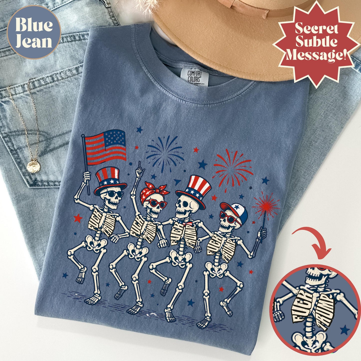Subtle Fuck Trump Skeleton Liberal Fourth July Kings America Anti Fascism Resistance Leftist Semiquincentennial Fdt Tee - T-Shirt, Sweatshirt, Hoodie