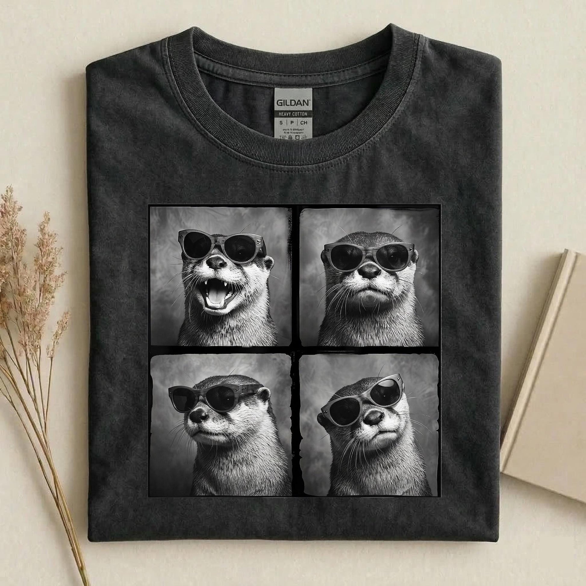 Otter Sunglasses Otter Animal Black White Otter Wildlife Streetwear - T-Shirt, Sweatshirt, Hoodie