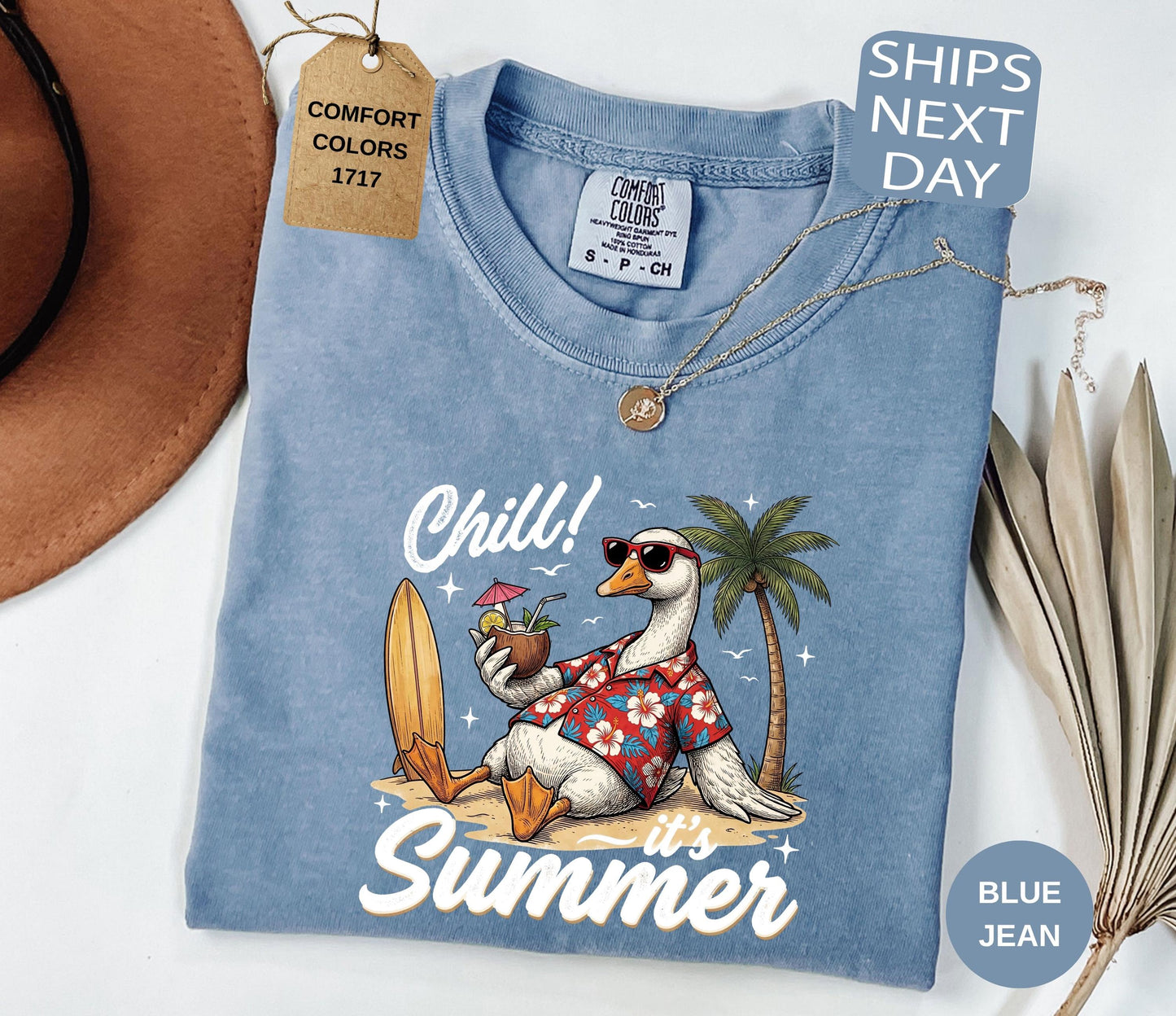 Summer Goose Comfort Colors Beach Vacation Summer Chill - T-Shirt, Sweatshirt, Hoodie