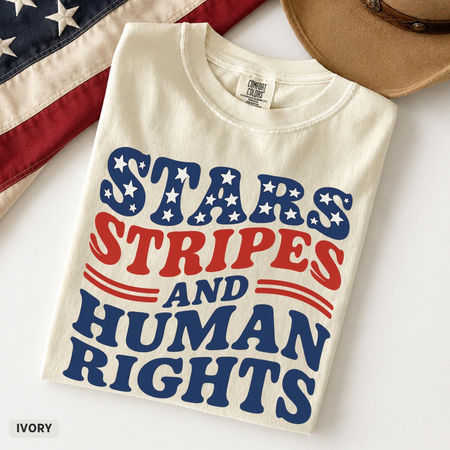 Stars Stripes Human Rights Comfort Colors Retro 4th July Liberal Feminist American Patriotic - T-Shirt, Sweatshirt, Hoodie