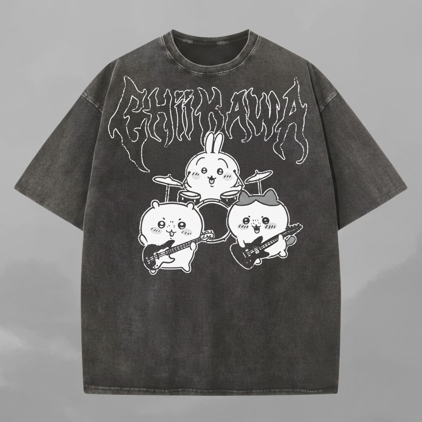 Metal Chiikawa Tee Comfort Colors Heavy Metal Chiikawa Usagi Hachiware - T-Shirt, Sweatshirt, Hoodie
