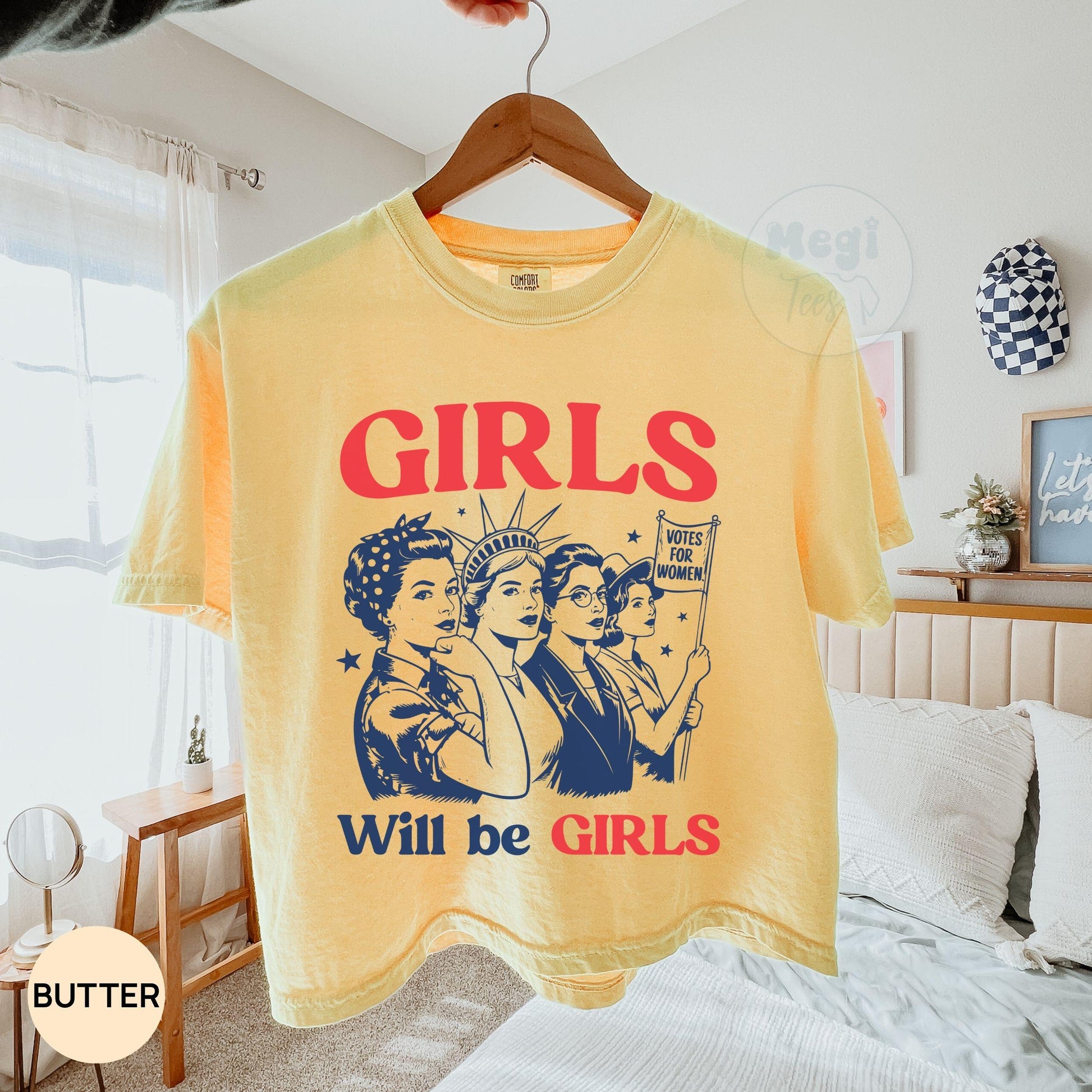 Comfort Colors Cropped Patriotic Feminist 4th July Strong American Tee Independence Day - T-Shirt, Sweatshirt, Hoodie