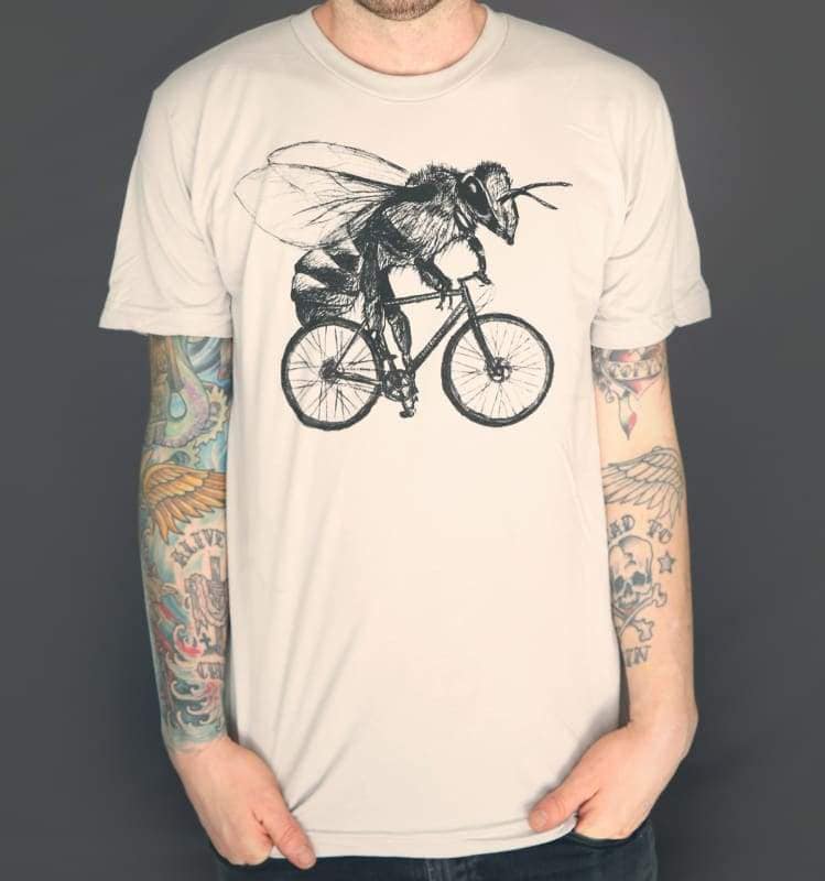 Bee Riding Bicycle Screen Printed Tee Unisex T-shirt, Sweatshirt, Hoodie - T-Shirt, Sweatshirt, Hoodie