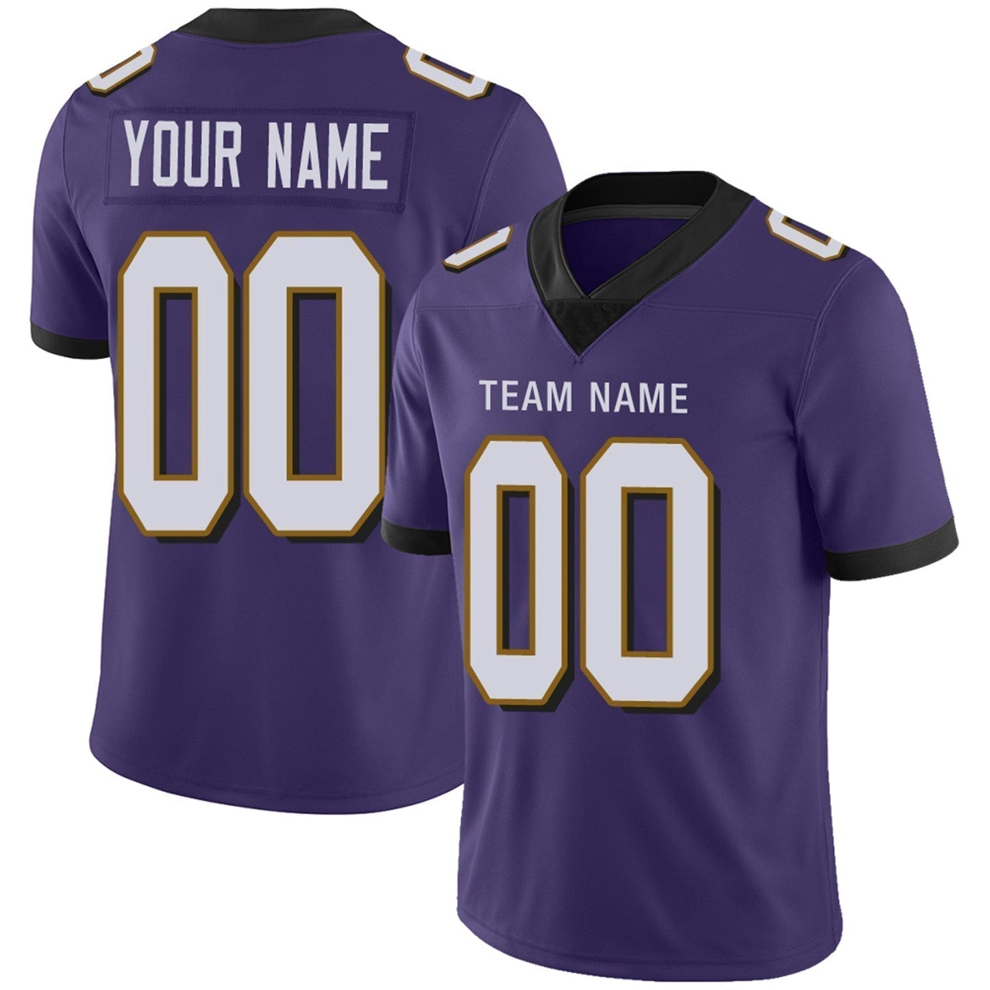 Custom B.Ravens Football JerseyS Team Player or Personalized Design Your Own Name for Men's Women's Youth Jerseys Purple football jersey product view 1