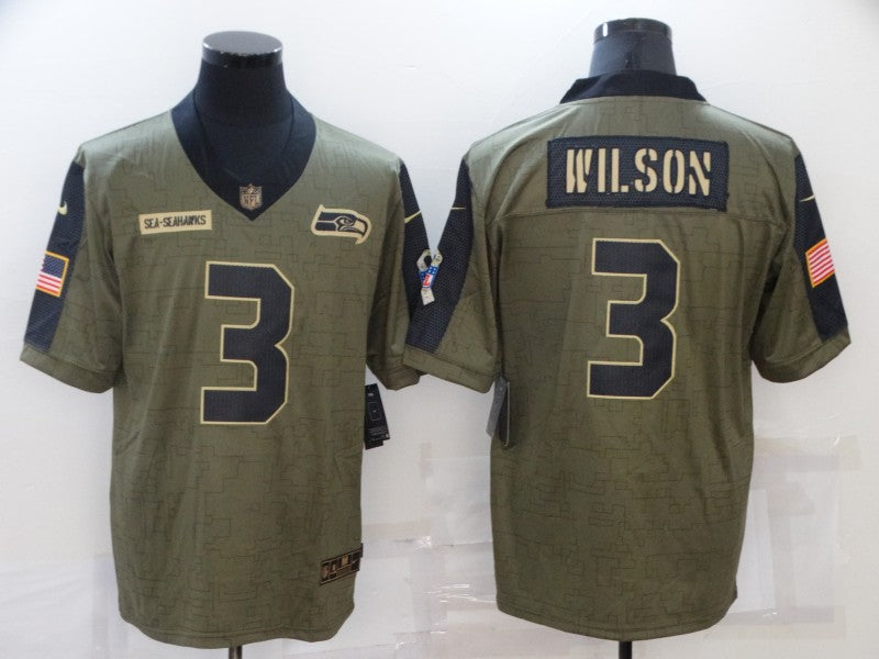 Men's Seattle Seahawks Russell Wilson Brown Player Game Jersey football jersey product view 1