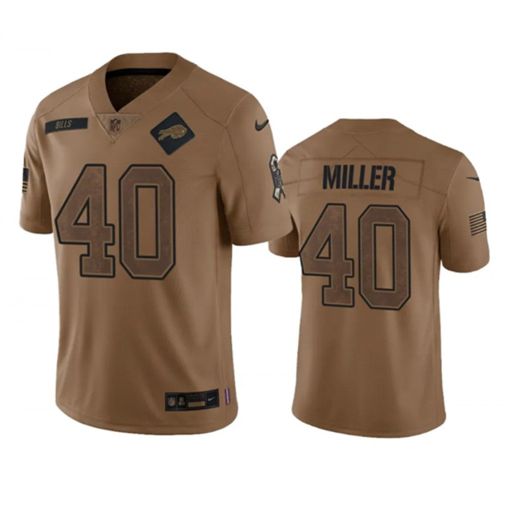 Men's Buffalo Bills #40 Von Miller 2023 Brown Salute To Service Limited Stitched Jersey football jersey product view 1