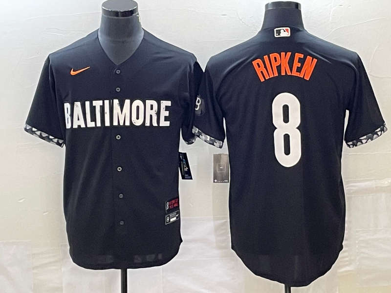 Men's Baltimore Orioles Cal Ripken #8 Black 2023 City Connect Replica Player Jersey baseball jersey product view 1