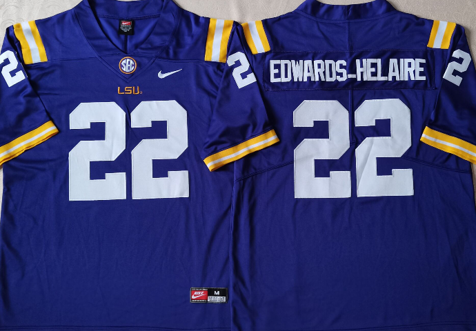 Men's LSU Tigers Clyde Edwards-Helaire Purple Player Game Jersey sports jersey product view 1