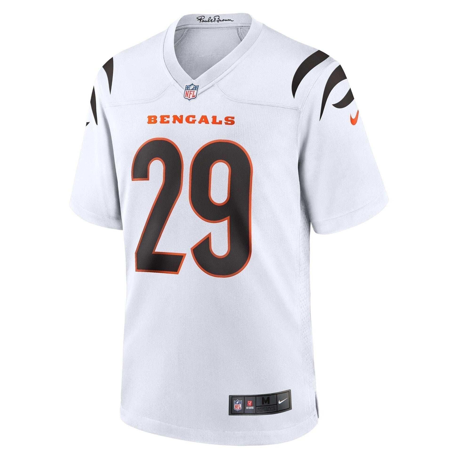 Cam Taylor-Britt Cincinnati Bengals Game Jersey - White football jersey product view 2
