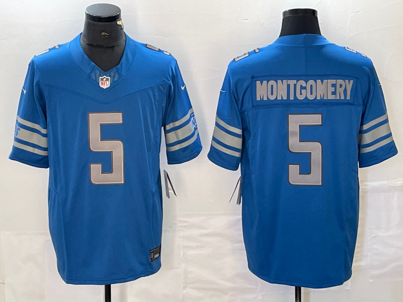 Men's Detroit Lions David Montgomery #5 Blue Game Player Jersey1 football jersey product view 1