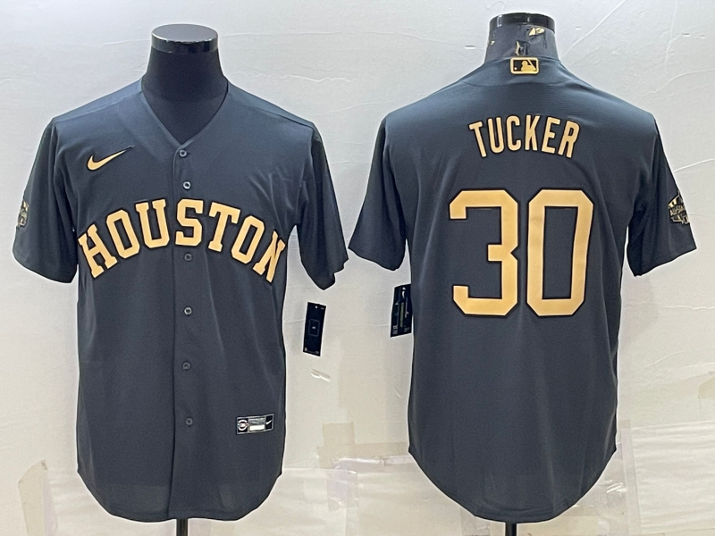 Men's Houston Astros Kyle Tucker #30 Dark Gray Replica Player Jersey baseball jersey product view 1