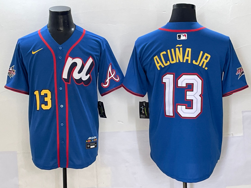 Men's National League Ronald Acuna Jr. #13 Blue 2025 All-Star Edition Limited Player Jersey baseball jersey product view 1