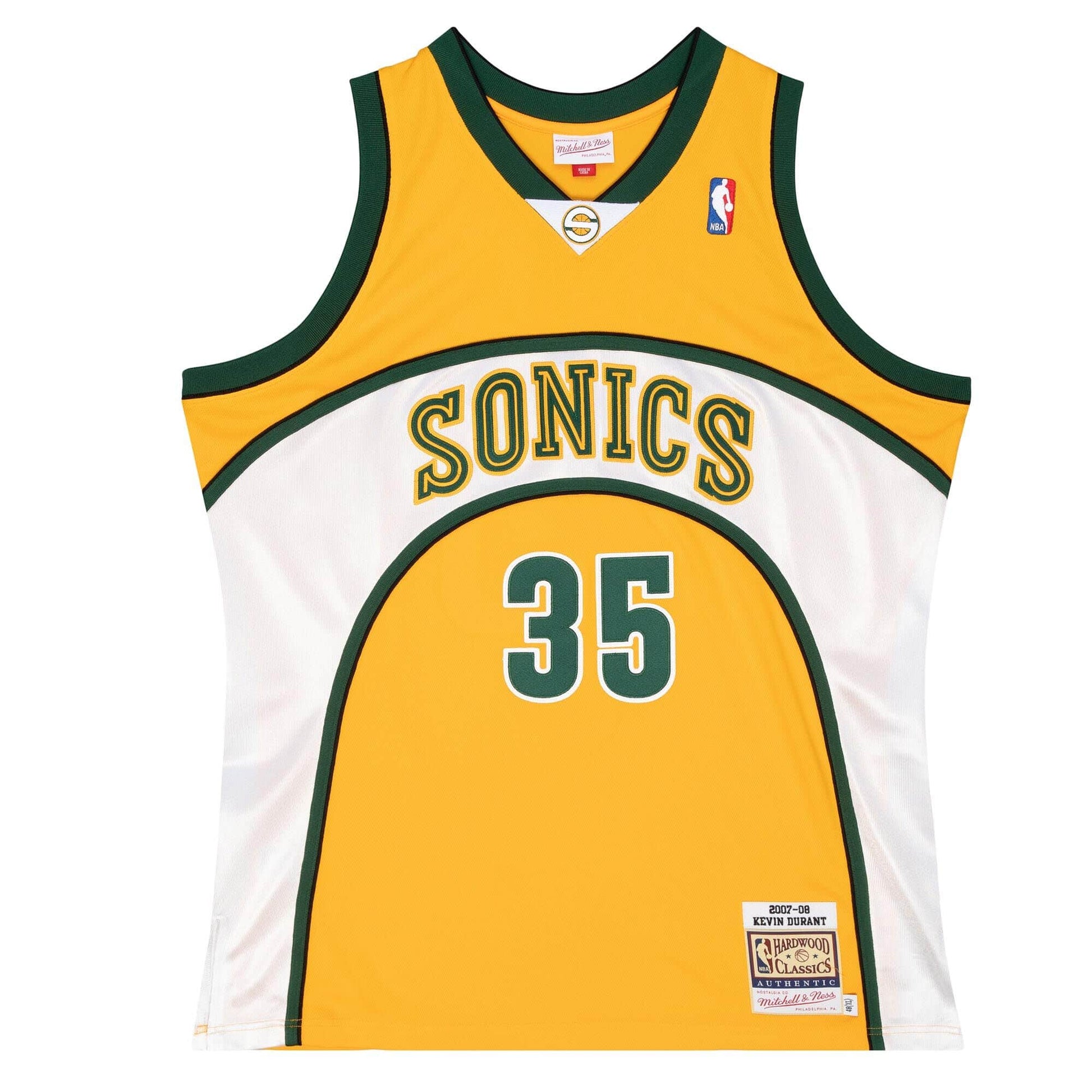 SuperSonics No. 35 yellow 07-08 season Mitchell retro jersey-Kevin Durant basketball jersey product view 1