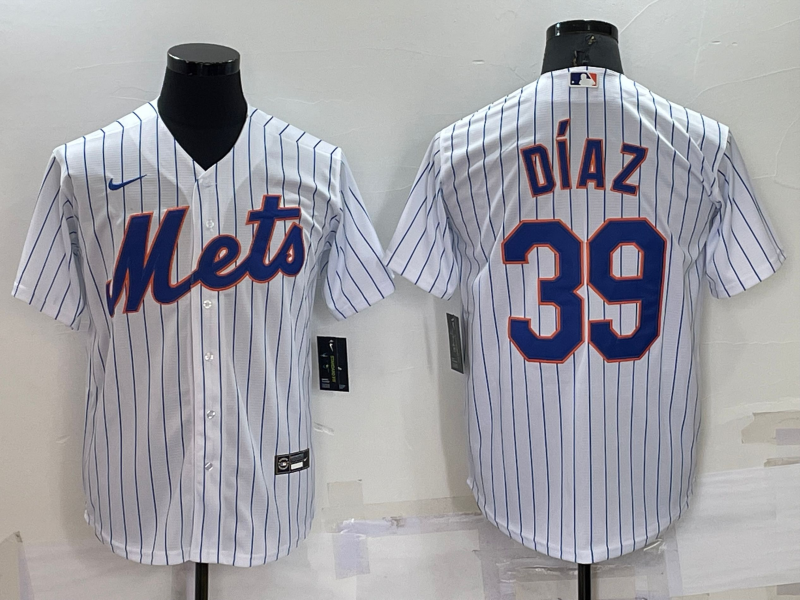 Men's New York Mets Edwin Diaz White Replica Baseball Jersey baseball jersey product view 1