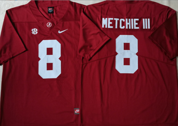 Men's Alabama Crimson Tide John Metchie III Crimson Player Game Jersey sports jersey product view 1