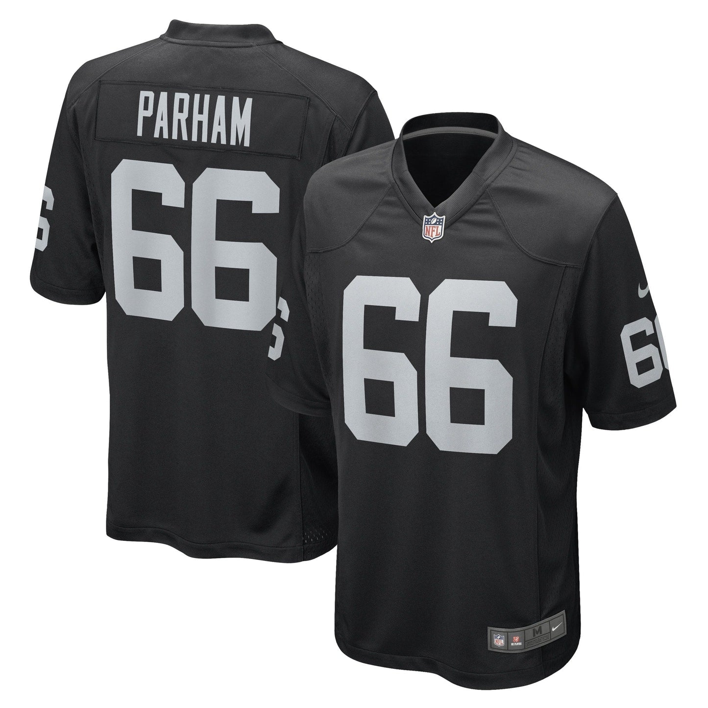 Dylan Parham Las Vegas Raiders Game Jersey - Black football jersey product view 1