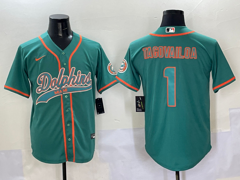 Men's Miami Dolphins Tua Tagovailoa #1 Aqua Game Jersey football jersey product view 1