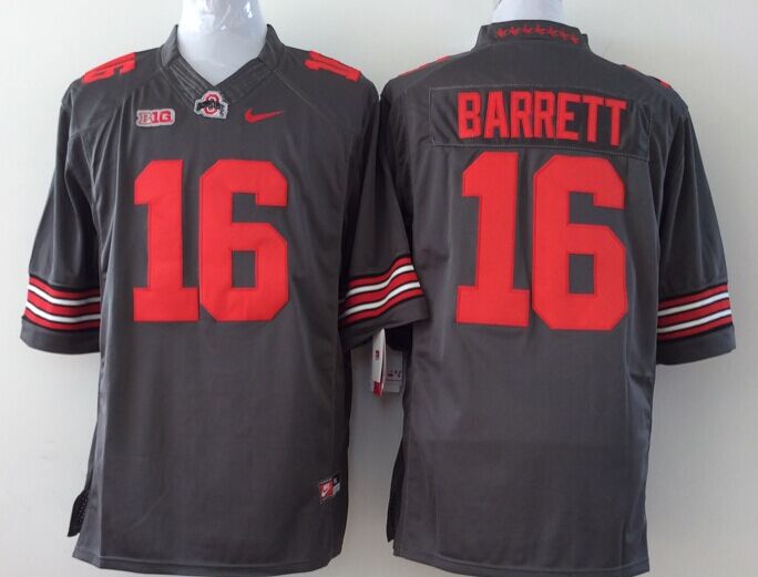 Men's Ohio State Buckeyes JT Barrett #16 Gray Player Game Jersey sports jersey product view 1