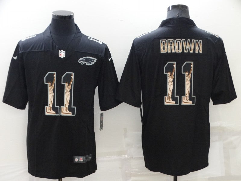 Men's Philadelphia Eagles #11 A.J. Brown Black Game Player Jersey1 football jersey product view 1