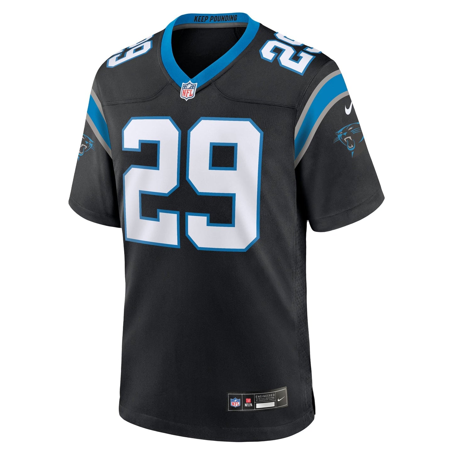 Carolina Panthers Akayleb Evans Black Team Game Jersey football jersey product view 1