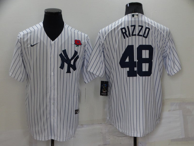 Men's New York Yankees Anthony Rizzo #48 White Replica Player Jersey baseball jersey product view 1