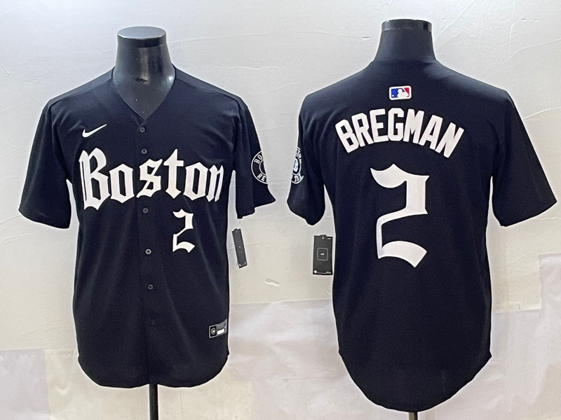 Men's Boston Red Sox Alex Bregman Black Replica Player Jersey baseball jersey product view 1
