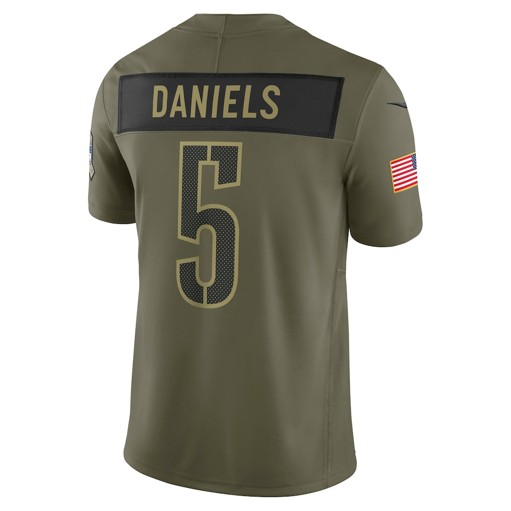 W.Commanders #5 Jayden Daniels Olive 2025 Salute to Service Limited Jersey football jersey product view 1