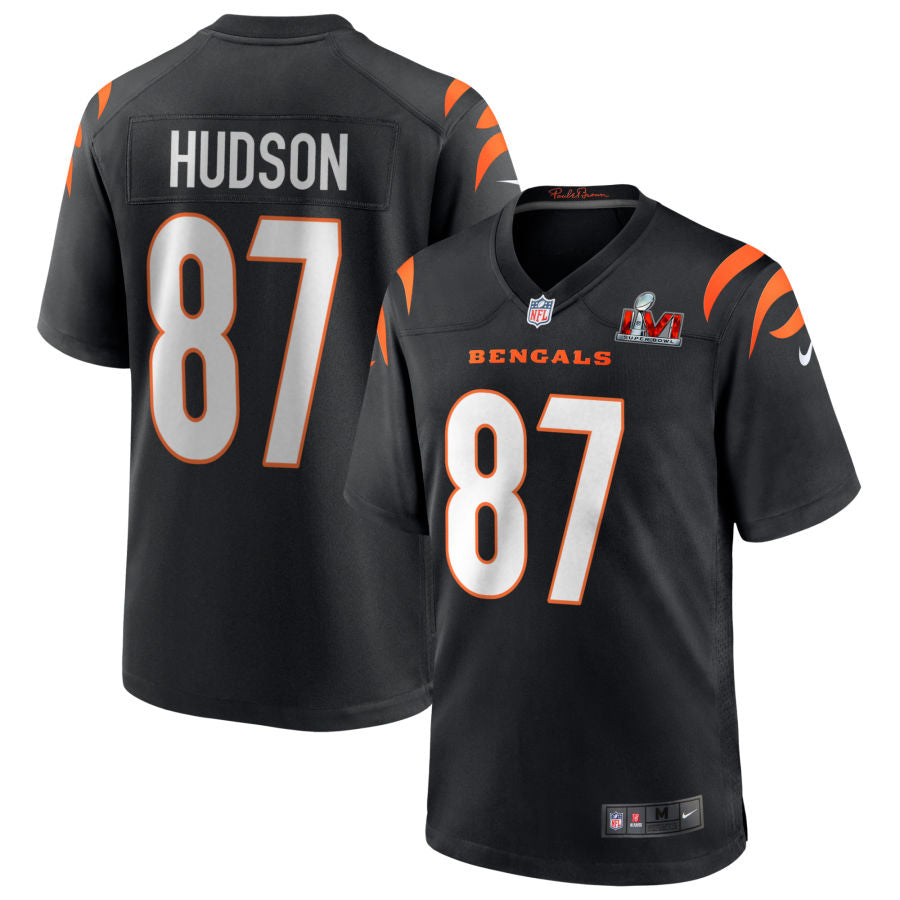 Tanner Hudson Cincinnati Bengals Super Bowl LVI Game Jersey - Black football jersey product view 1