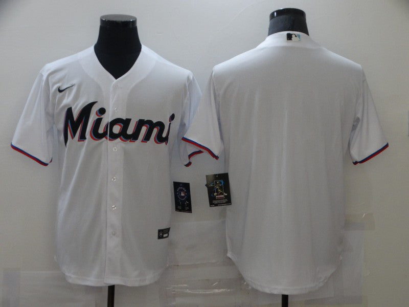 Men's Miami Marlins White Home Blank Replica Jersey baseball jersey product view 1