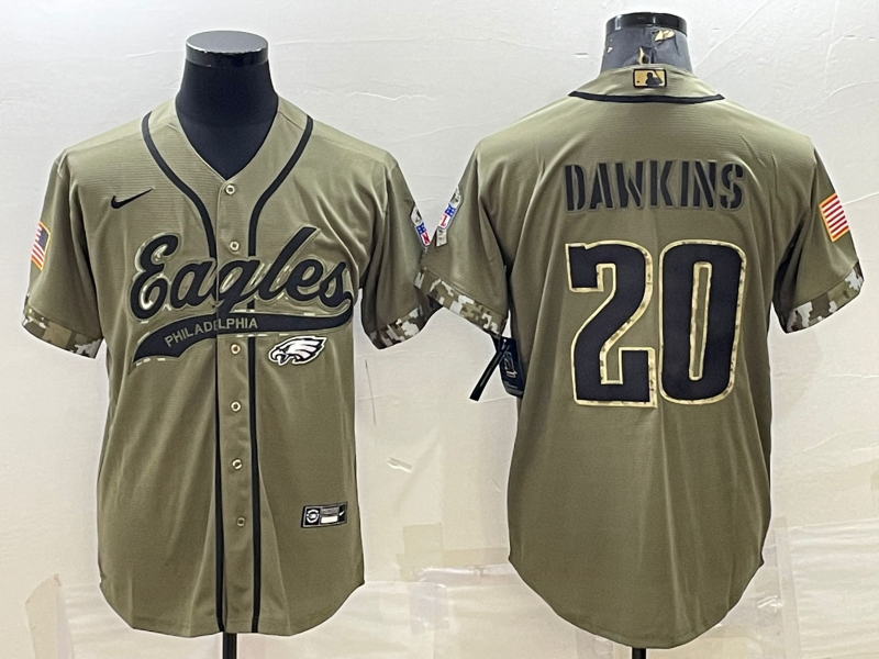 Men's Philadelphia Eagles Brian Dawkins Olive 2022 Salute To Service Limited Jersey Joint Edition football jersey product view 1