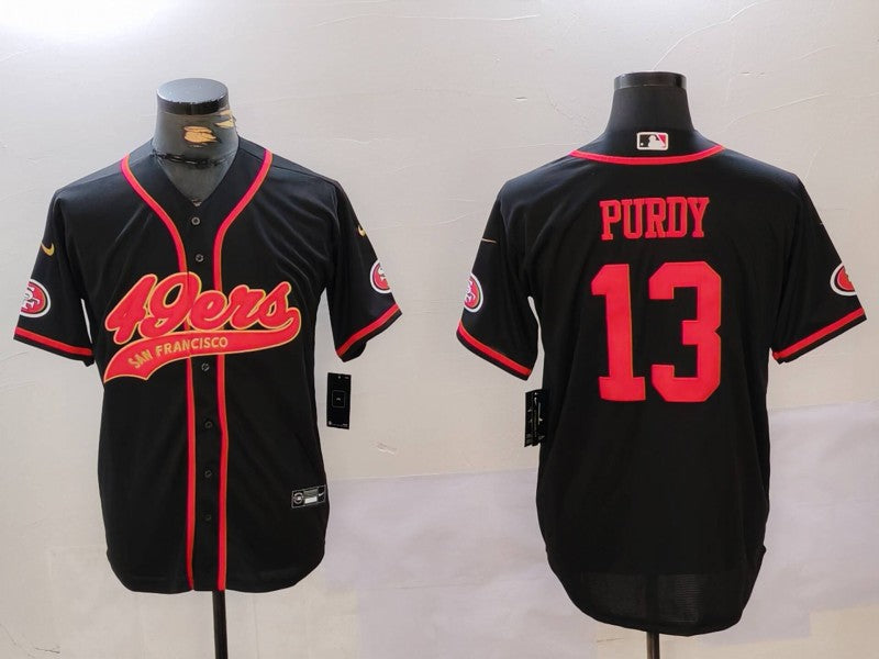 Men's San Francisco 49ers Brock Purdy #13 Black Replica Player Jersey1 football jersey product view 1