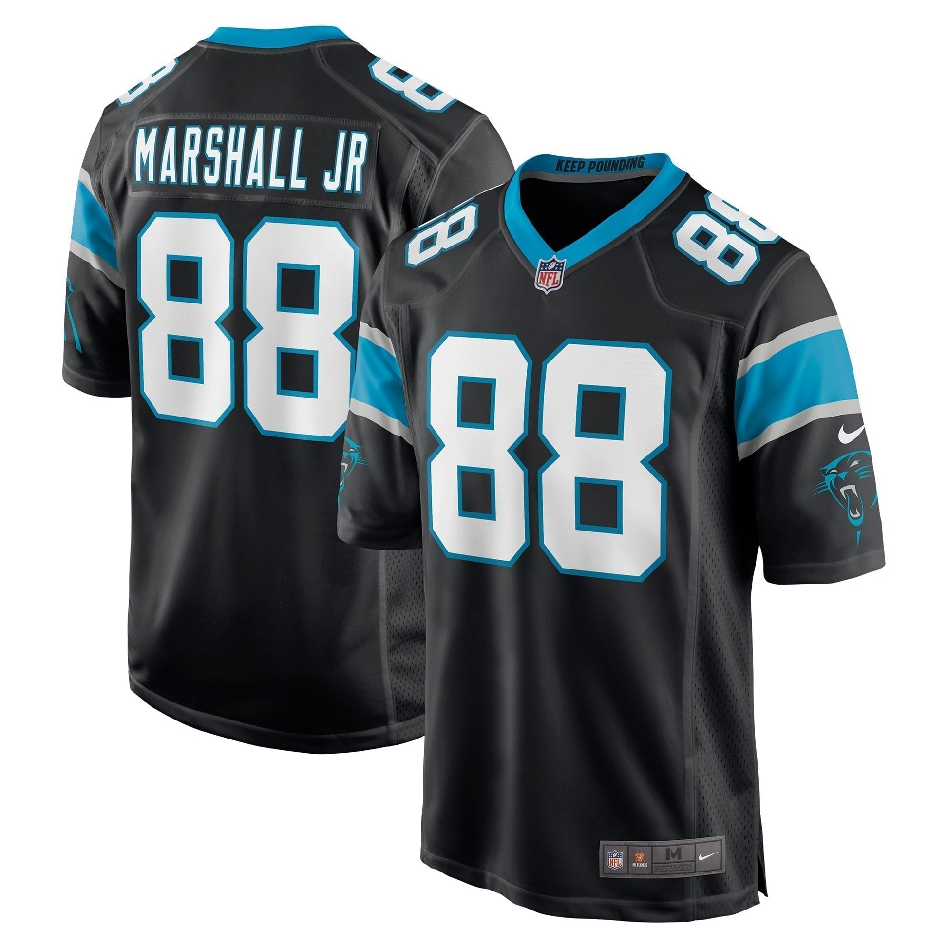 Terrace Marshall Jr. Carolina Panthers 2021 NFL Draft Pick Game Jersey - Black football jersey product view 1