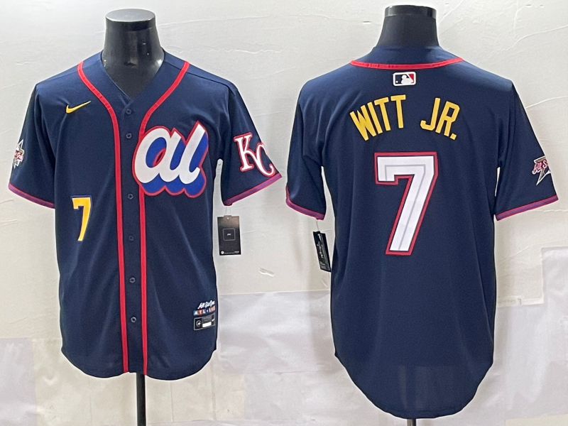 Men's American League Bobby Witt Jr. Navy 2025 All-Star Edition Limited Player Jersey baseball jersey product view 1