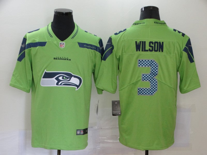 Men's Seattle Seahawks Russell Wilson #3 Green Player Game Jersey football jersey product view 1