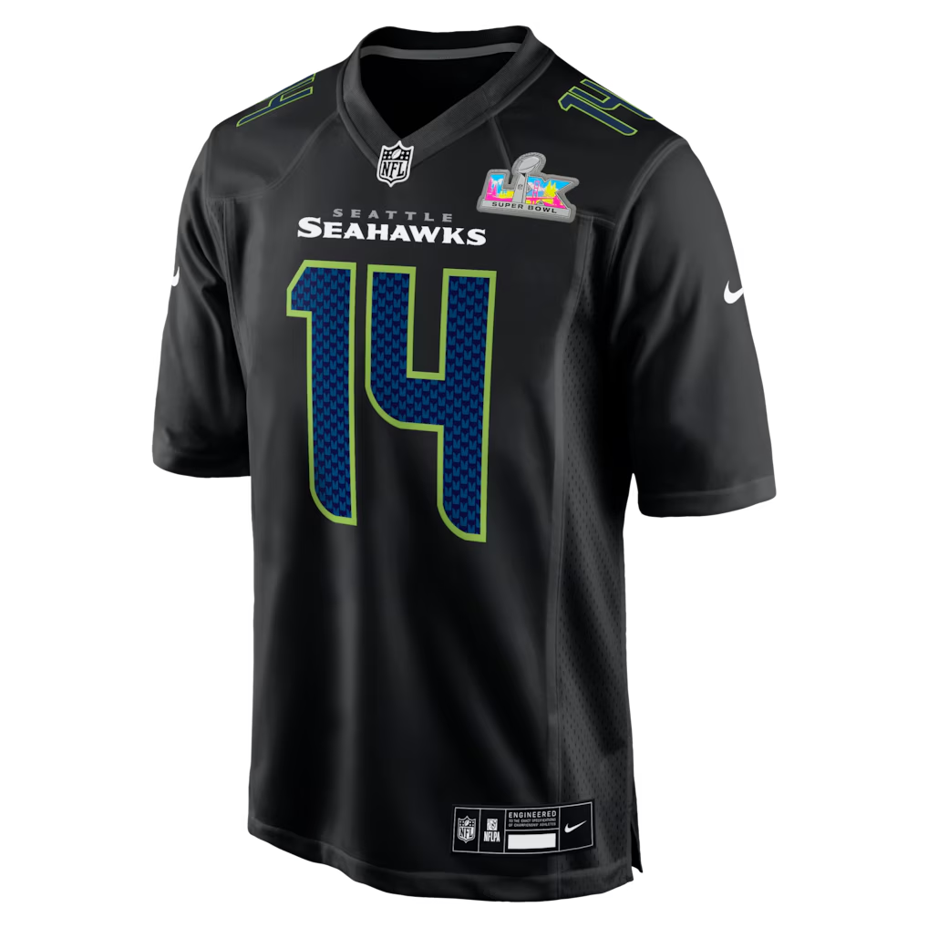 Men's Seattle Seahawks Sam Darnold Black Super Bowl LX Patch Carbon Fashion Game Jersey football jersey product view 2