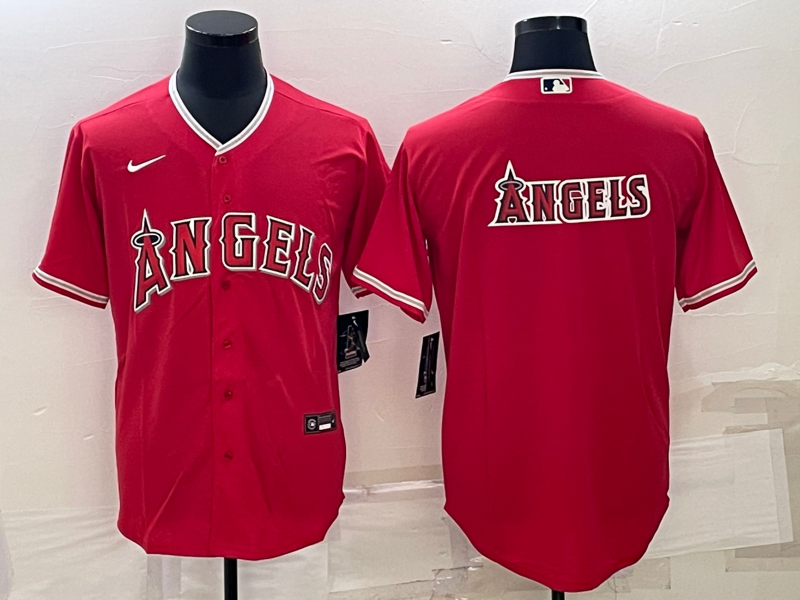 Men's Los Angeles Angels Red Alternate Replica Player Jersey baseball jersey product view 1