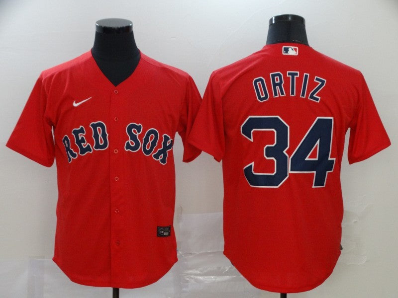 Men's Boston Red Sox David Ortiz Red Replica Baseball Jersey baseball jersey product view 1