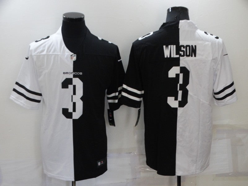 Men's Denver Broncos Russell Wilson #3 White/Black Game Jersey1 football jersey product view 1
