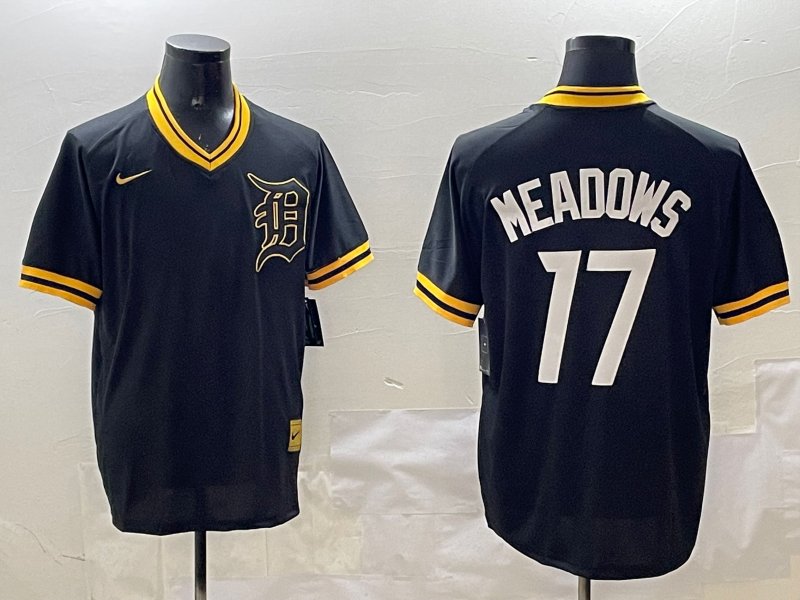 Men's Detroit Tigers Austin Meadows #17 Black Replica Player Jersey baseball jersey product view 1