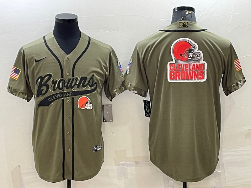 Men's Cleveland Browns Olive 2021 Salute To Service Limited Player Jersey football jersey product view 1