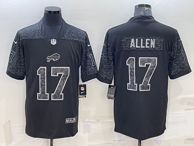 Men's Buffalo Bills Josh Allen Black RFLCTV Limited Jersey football jersey product view 1