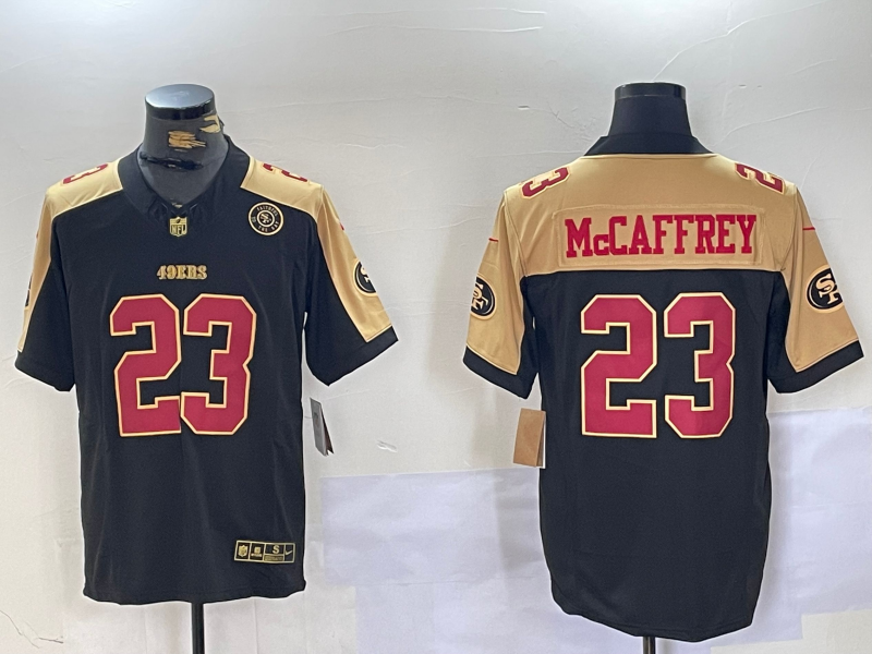 Men's San Francisco 49ers Christian McCaffrey Black Retired Team Player Game Jersey football jersey product view 1