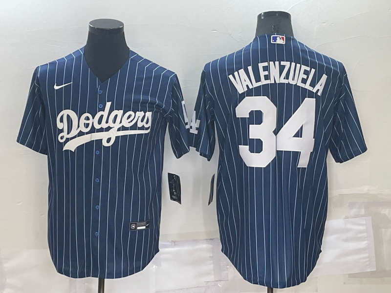 Men's Los Angeles Dodgers Fernando Valenzuela #34 Blue Fashion Baseball Jersey1 baseball jersey product view 1